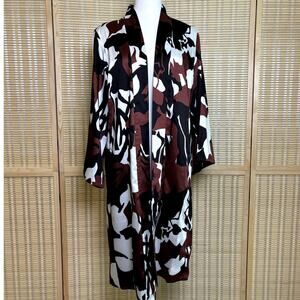 Chicos Kimono Jacket Brown Black White Party Festival Weekend Travel Size 0 (S)
